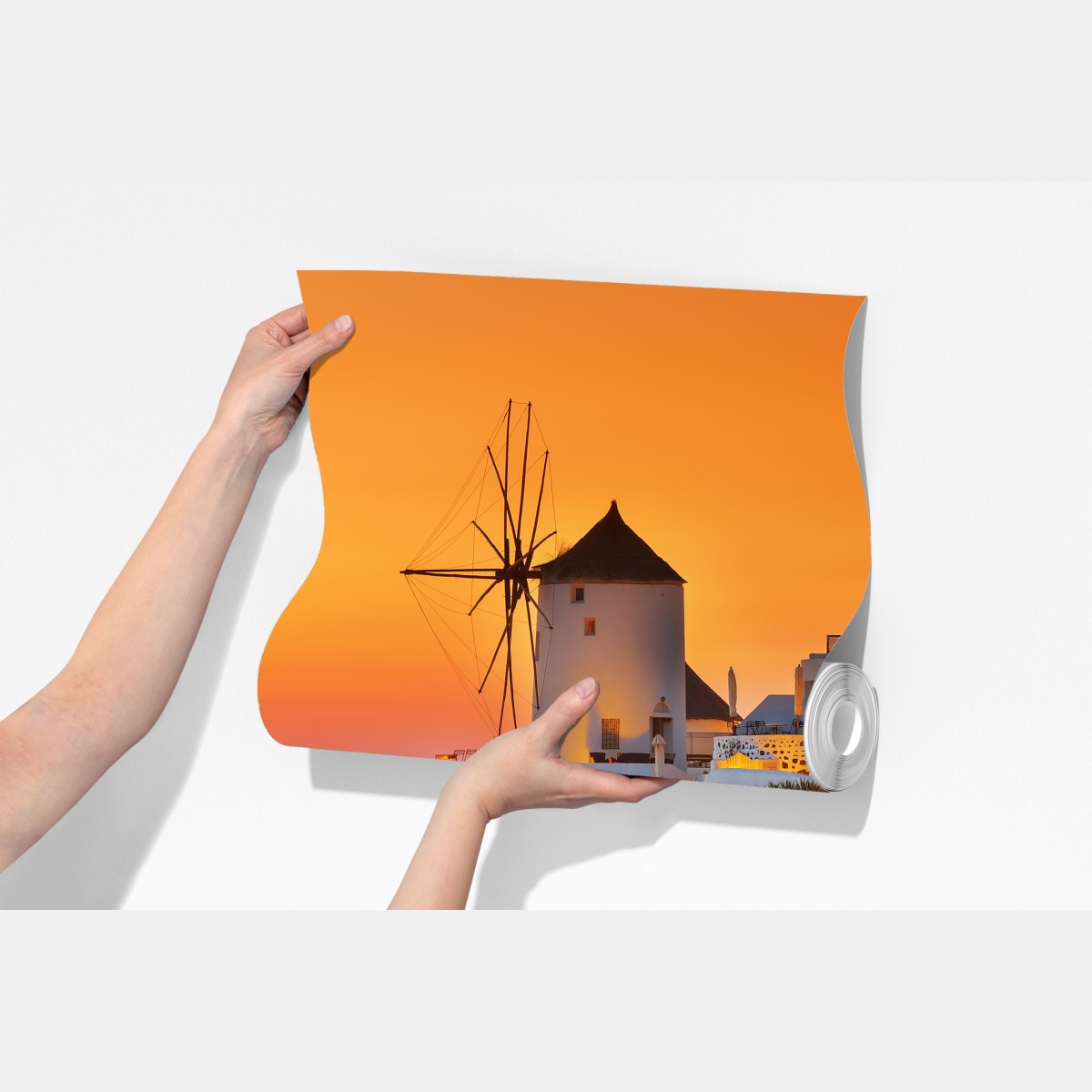 Fototapeta złoty zachód słońca w Oia, Santorini – Wallissimo® Fototapeta złoty zachód słońca w Oia, Santorini – Wallissimo®