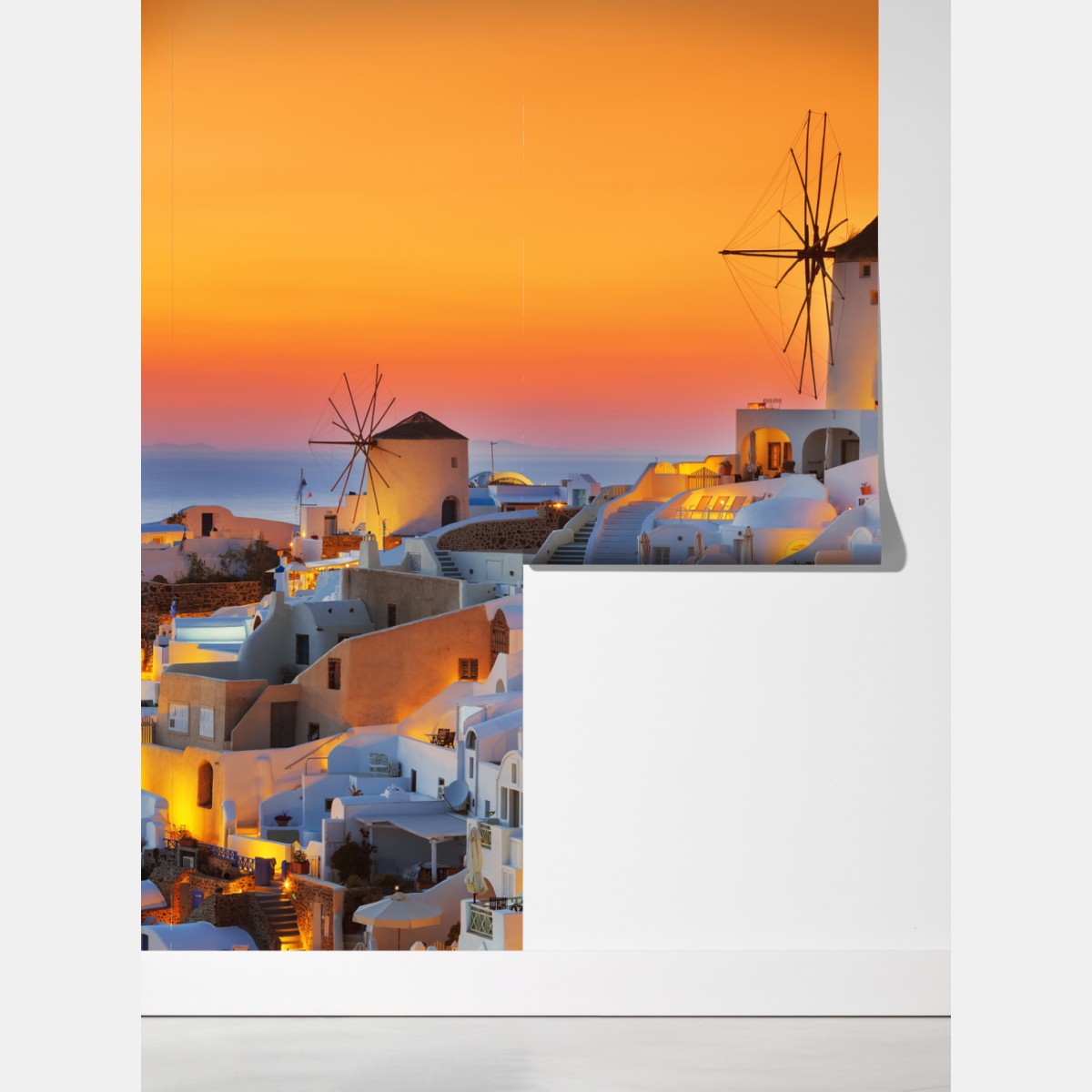 Fototapeta złoty zachód słońca w Oia, Santorini – Wallissimo® Fototapeta złoty zachód słońca w Oia, Santorini – Wallissimo®