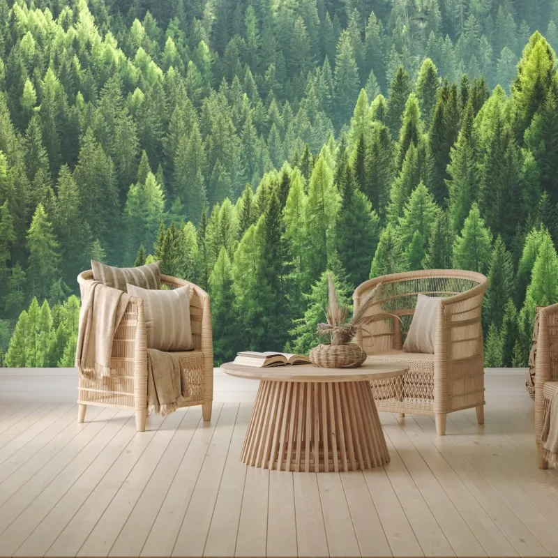 Fototapeta bujna zielona panorama lasu