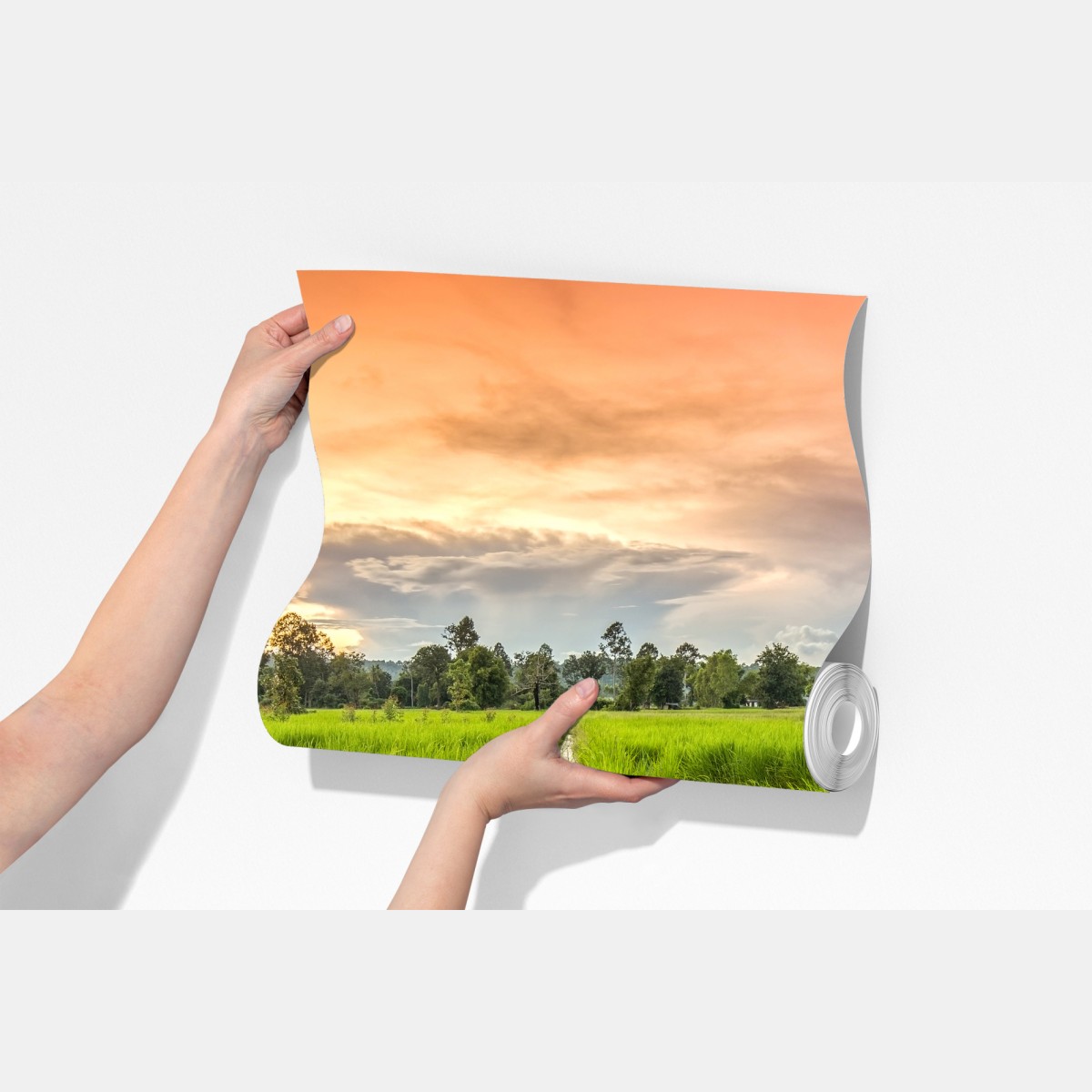 Fototapeta zachód słońca nad drewnianym mostem w Khonburi – Wallissimo® Fototapeta zachód słońca nad drewnianym mostem w Khonburi – Wallissimo®