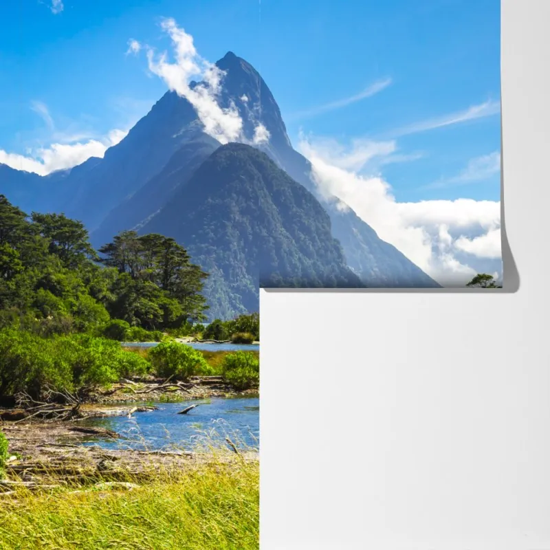 Fototapeta malowniczy krajobraz górski nad fiordem – Wallissimo® Fototapeta malowniczy krajobraz górski nad fiordem – Wallissimo®