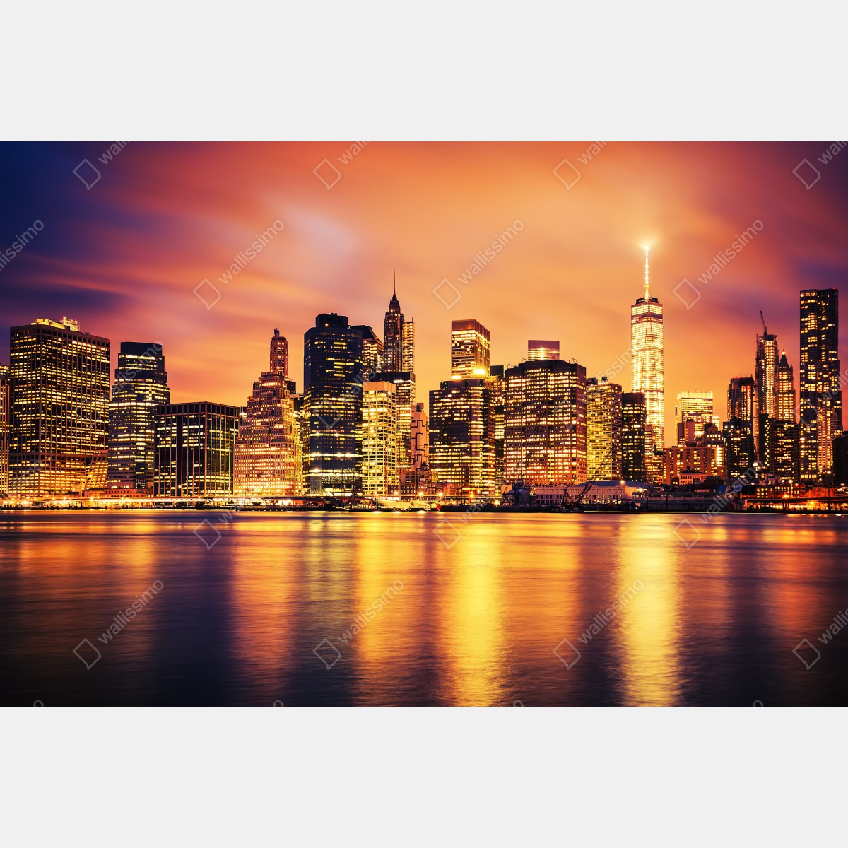 Fototapeta Nowy Jork panorama o zachodzie słońca – Wallissimo® Fototapeta Nowy Jork panorama o zachodzie słońca – Wallissimo®