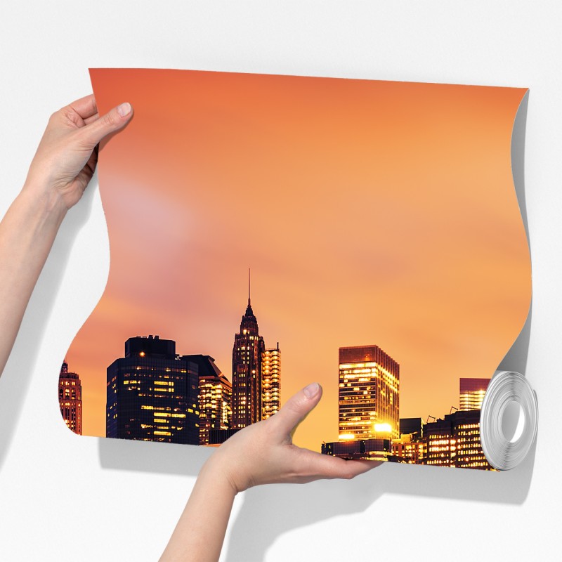 Fototapeta Nowy Jork panorama o zachodzie słońca – Wallissimo® Fototapeta Nowy Jork panorama o zachodzie słońca – Wallissimo®