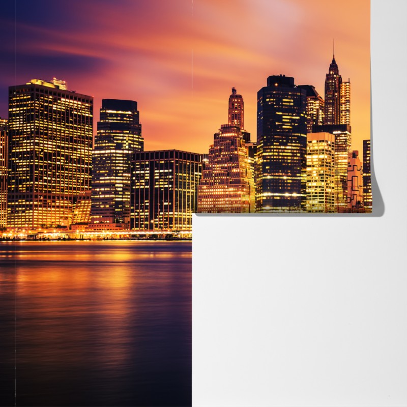 Fototapeta Nowy Jork panorama o zachodzie słońca – Wallissimo® Fototapeta Nowy Jork panorama o zachodzie słońca – Wallissimo®