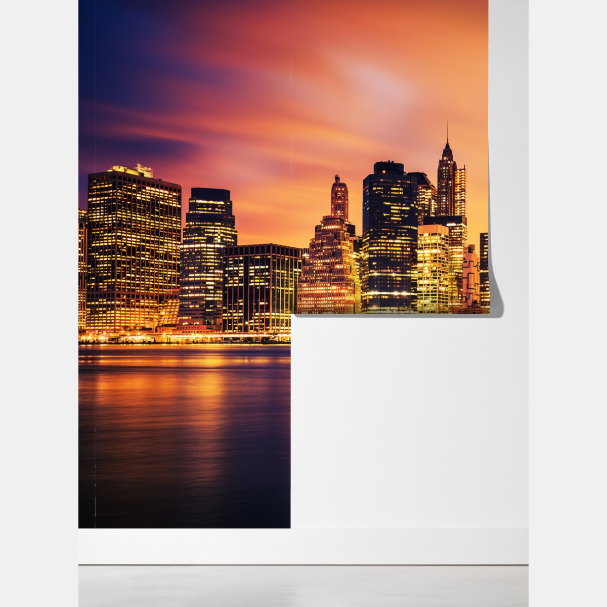 Fototapeta Nowy Jork panorama o zachodzie słońca – Wallissimo® Fototapeta Nowy Jork panorama o zachodzie słońca – Wallissimo®