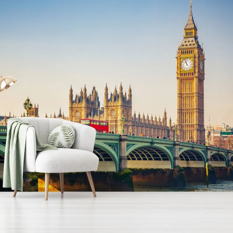 Fototapeta słoneczny widok na Big Ben i Westminster Bridge, Londyn