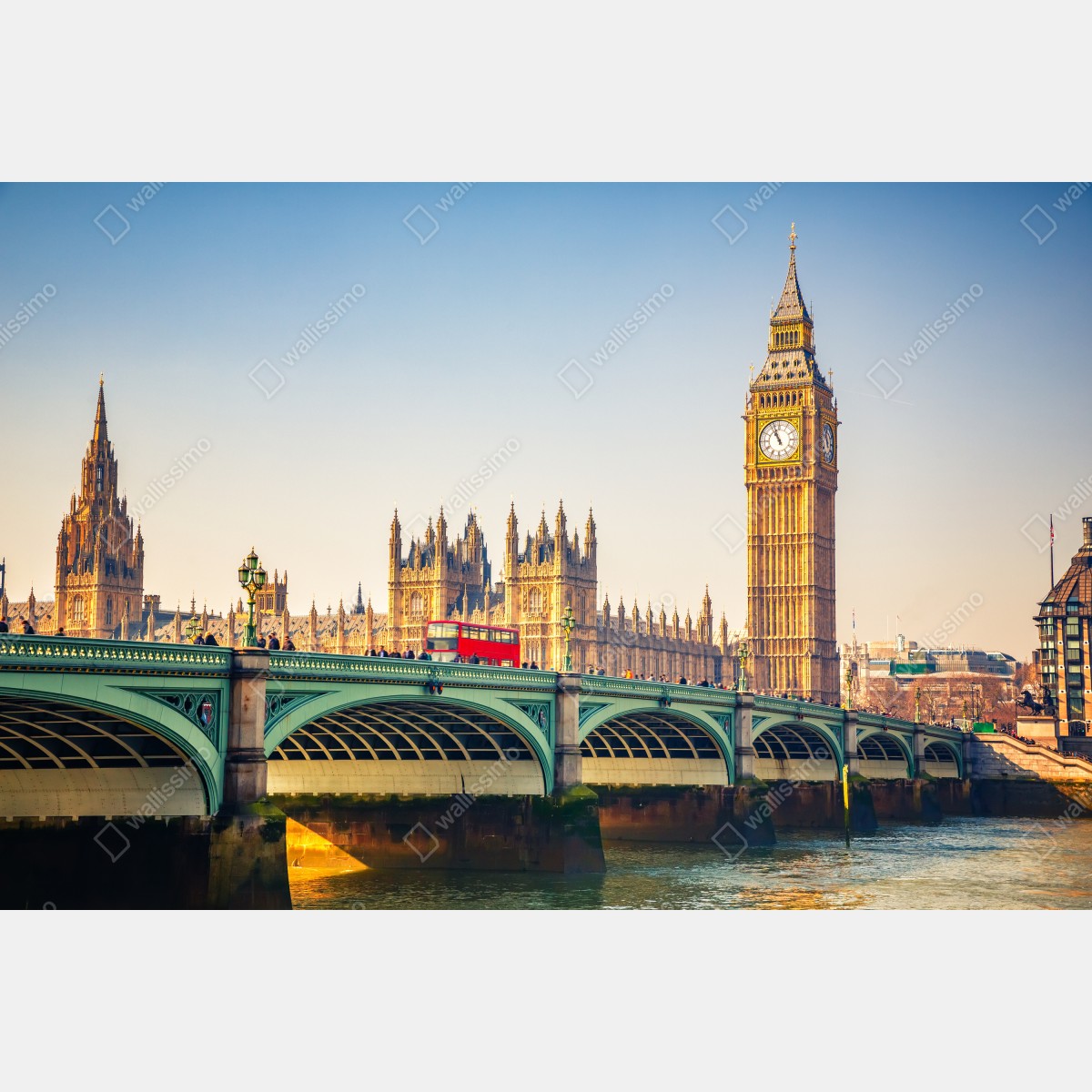 Fototapeta słoneczny widok na Big Ben i Westminster Bridge, Londyn – Wallissimo® Fototapeta słoneczny widok na Big Ben i Westminster Bridge, Londyn – Wallissimo®