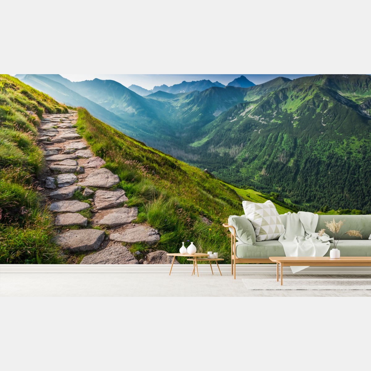 Wall mural Tatras mountain footpath at sunrise