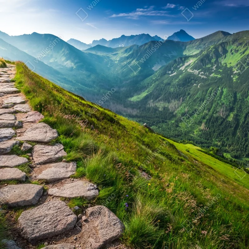 Fototapeta ścieżka w Tatrach o wschodzie słońca – Wallissimo® Fototapeta ścieżka w Tatrach o wschodzie słońca – Wallissimo®