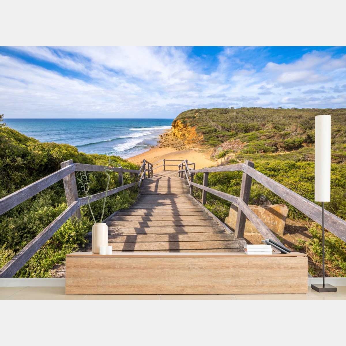 Wall mural walkway to Bells Beach panoramic view