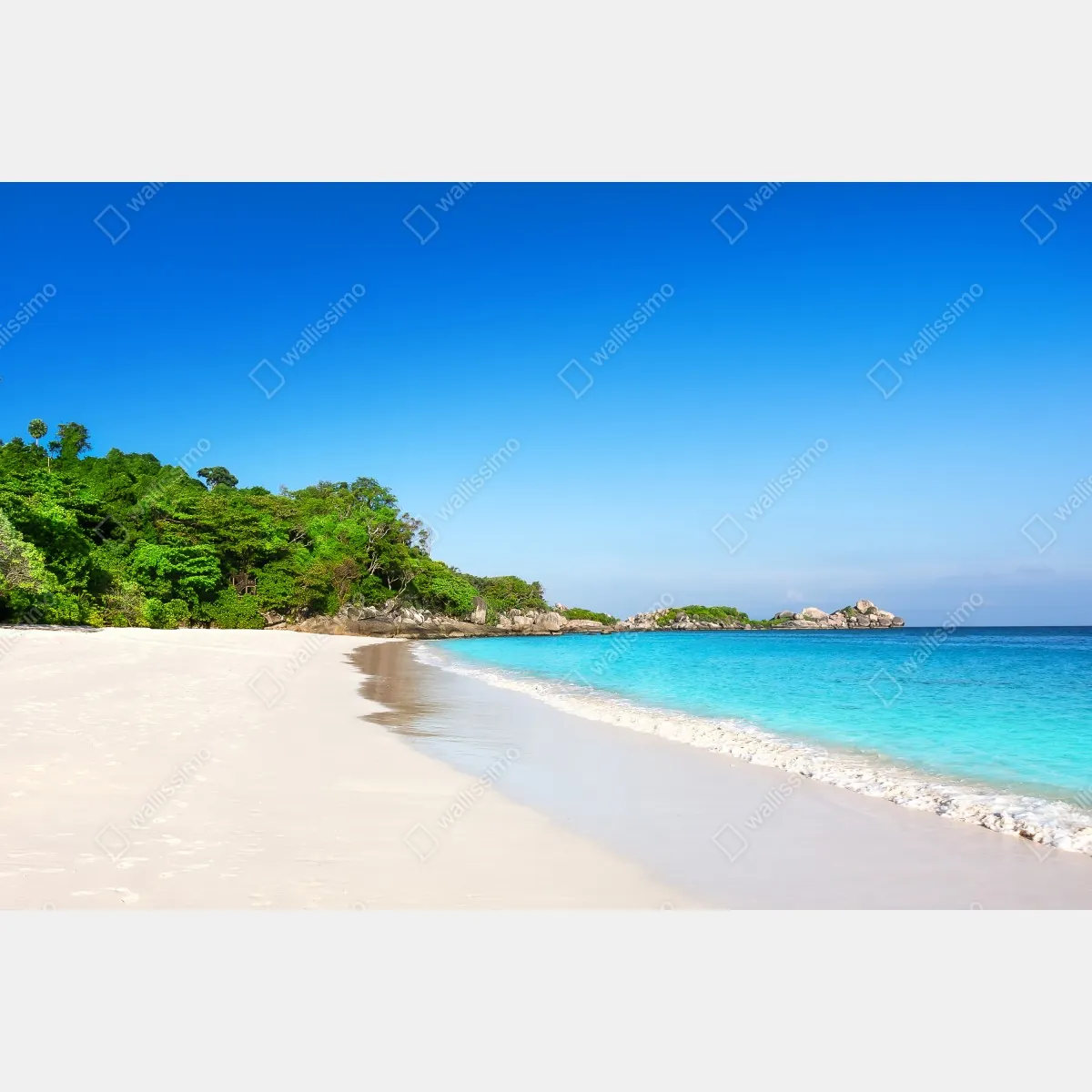 Fototapeta tropikalna plaża z białym piaskiem – Wallissimo® Fototapeta tropikalna plaża z białym piaskiem – Wallissimo®