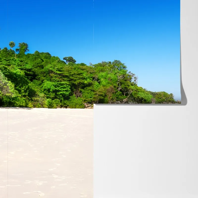 Fototapeta tropikalna plaża z białym piaskiem – Wallissimo® Fototapeta tropikalna plaża z białym piaskiem – Wallissimo®