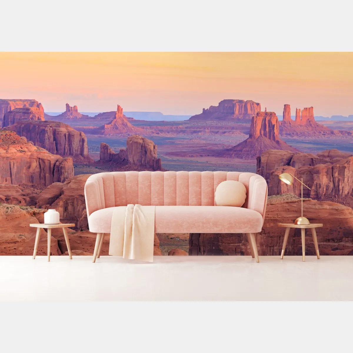 Fototapeta Monument Valley pustynny zachód słońca panorama – Wallissimo® Fototapeta Monument Valley pustynny zachód słońca panorama – Wallissimo®