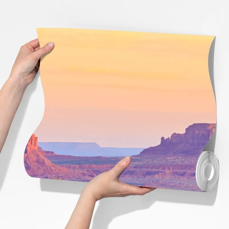 Fototapeta Monument Valley pustynny zachód słońca panorama – Wallissimo® Fototapeta Monument Valley pustynny zachód słońca panorama – Wallissimo®