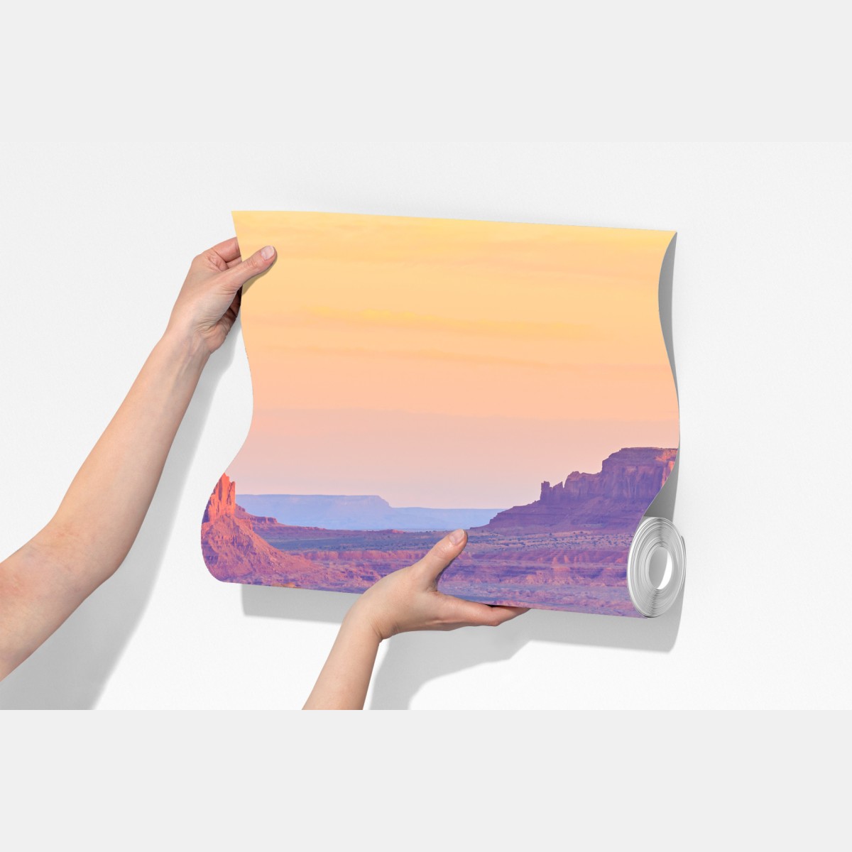 Fototapeta Monument Valley pustynny zachód słońca panorama – Wallissimo® Fototapeta Monument Valley pustynny zachód słońca panorama – Wallissimo®