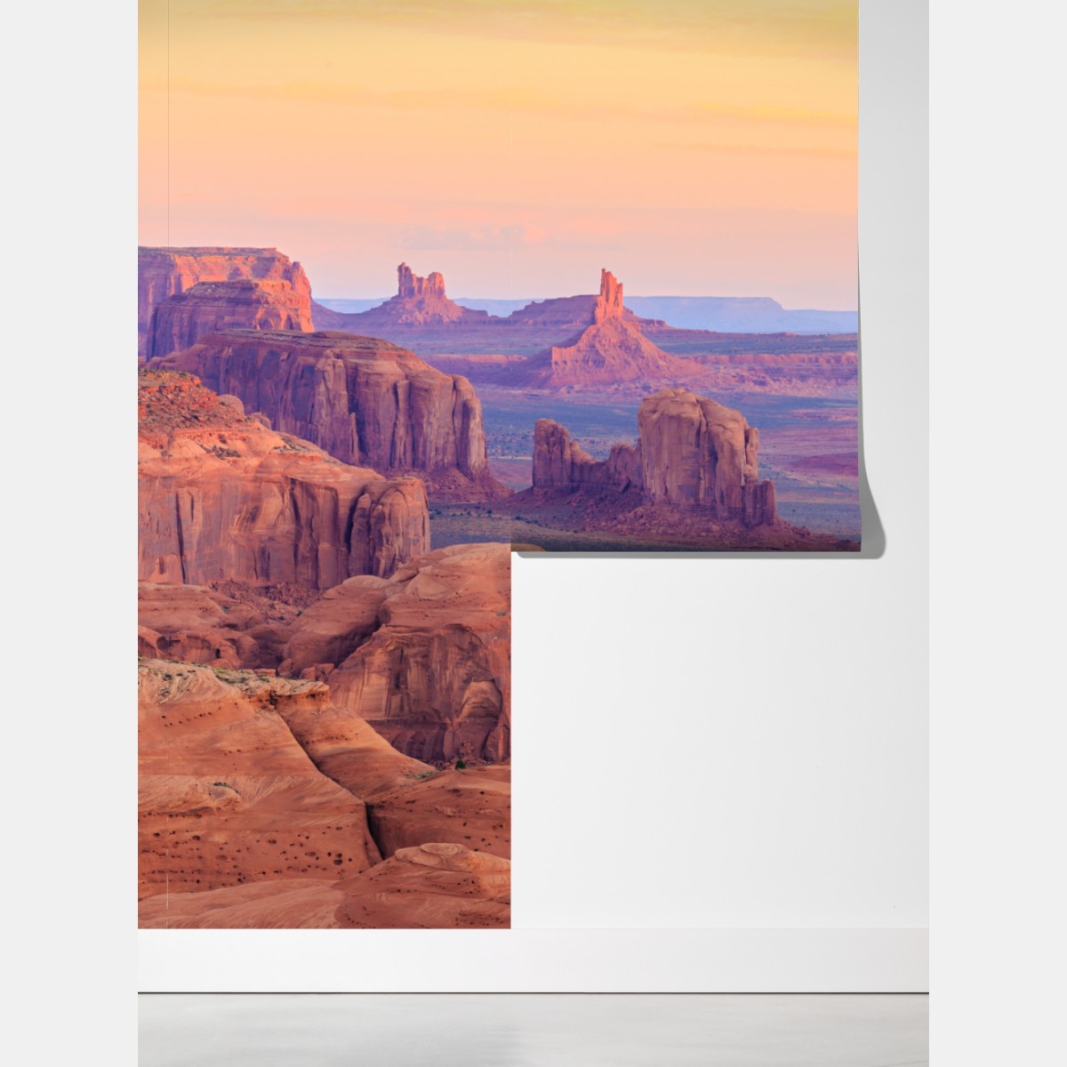 Fototapeta Monument Valley pustynny zachód słońca panorama – Wallissimo® Fototapeta Monument Valley pustynny zachód słońca panorama – Wallissimo®