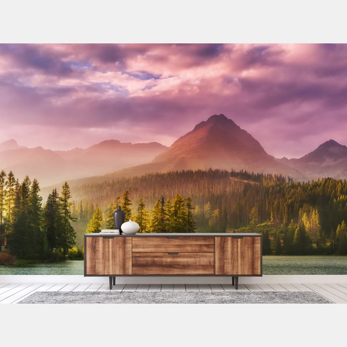 Fototapeta zachód słońca nad Štrbské Pleso – Wallissimo® Fototapeta zachód słońca nad Štrbské Pleso – Wallissimo®