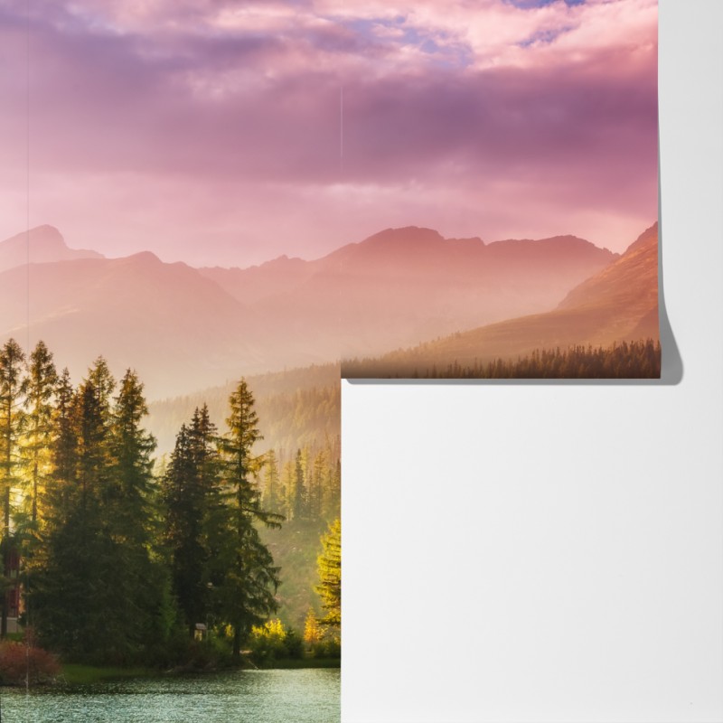 Fototapeta zachód słońca nad Štrbské Pleso – Wallissimo® Fototapeta zachód słońca nad Štrbské Pleso – Wallissimo®