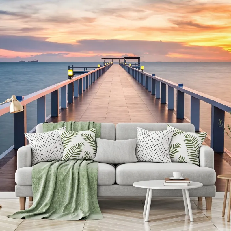 Fototapeta molo o zachodzie słońca