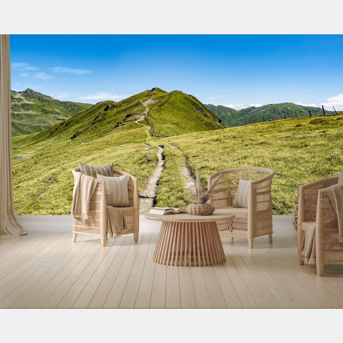 Wall mural winding hiking trail in Zillertal Alps