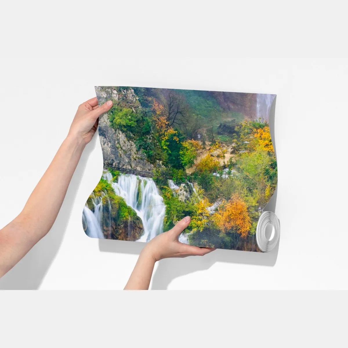 Fototapeta turkusowy wodospad jesienią – Wallissimo® Fototapeta turkusowy wodospad jesienią – Wallissimo®