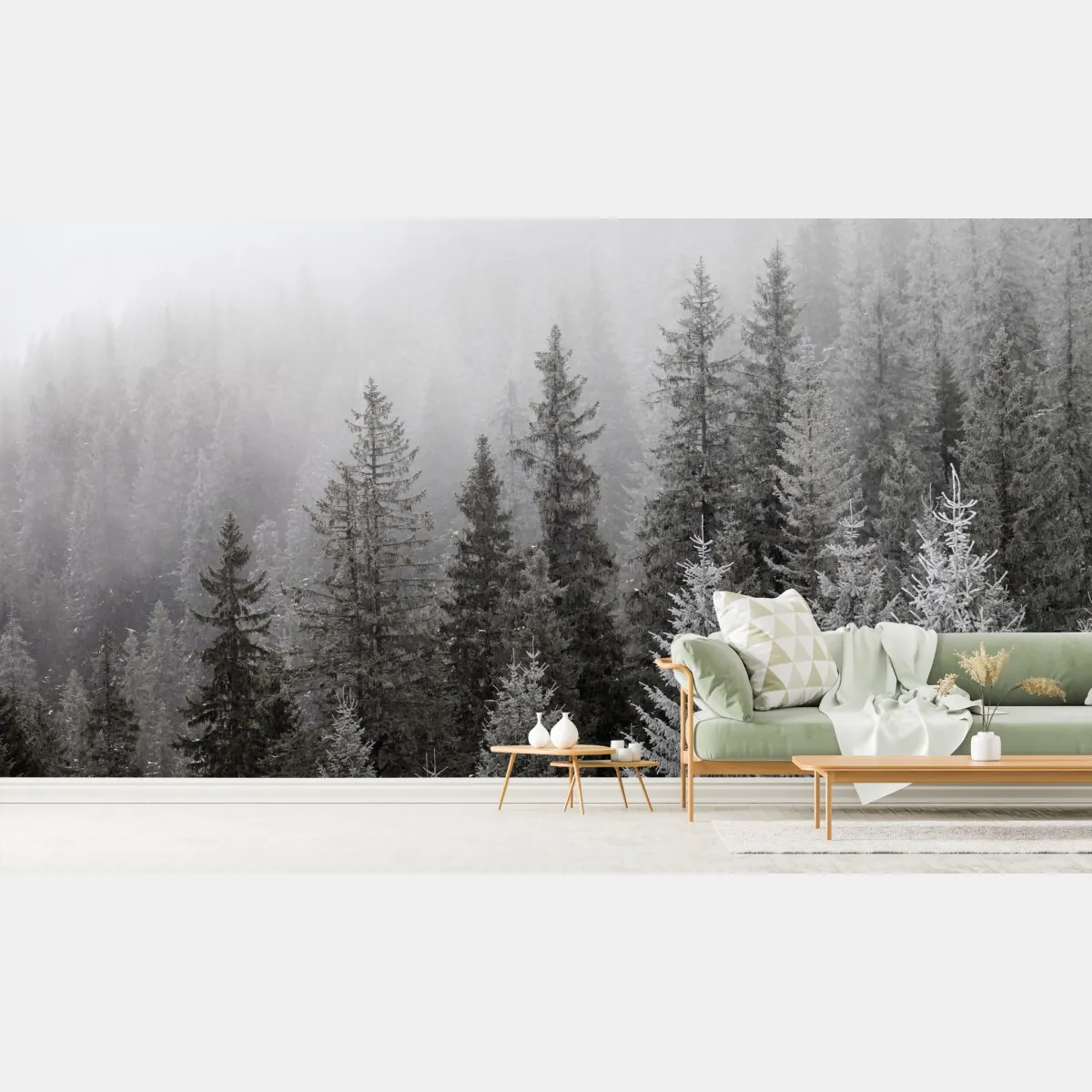 Fototapeta mglisty zimowy las w Karpatach – Wallissimo® Fototapeta mglisty zimowy las w Karpatach – Wallissimo®