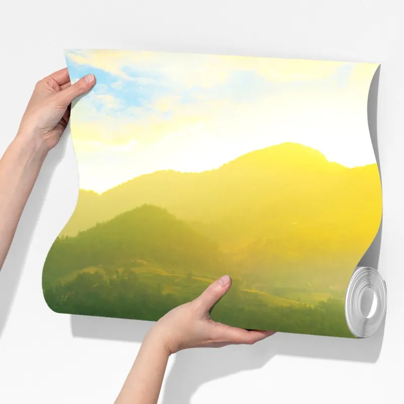 Fototapeta złote tarasy ryżowe o wschodzie słońca – Wallissimo® Fototapeta złote tarasy ryżowe o wschodzie słońca – Wallissimo®