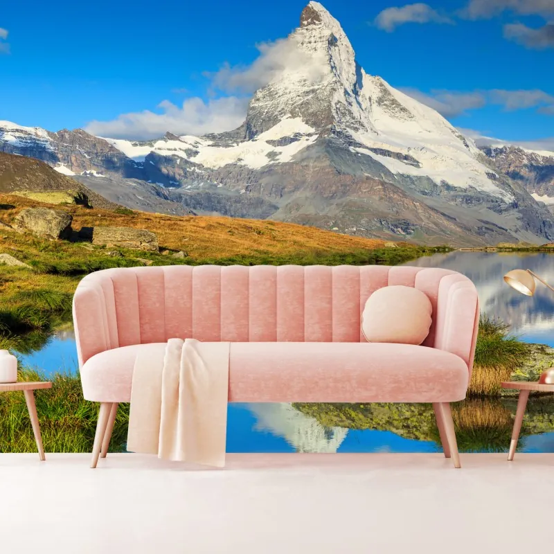 Fototapeta majestatyczny Matterhorn odbity w alpejskim jeziorze