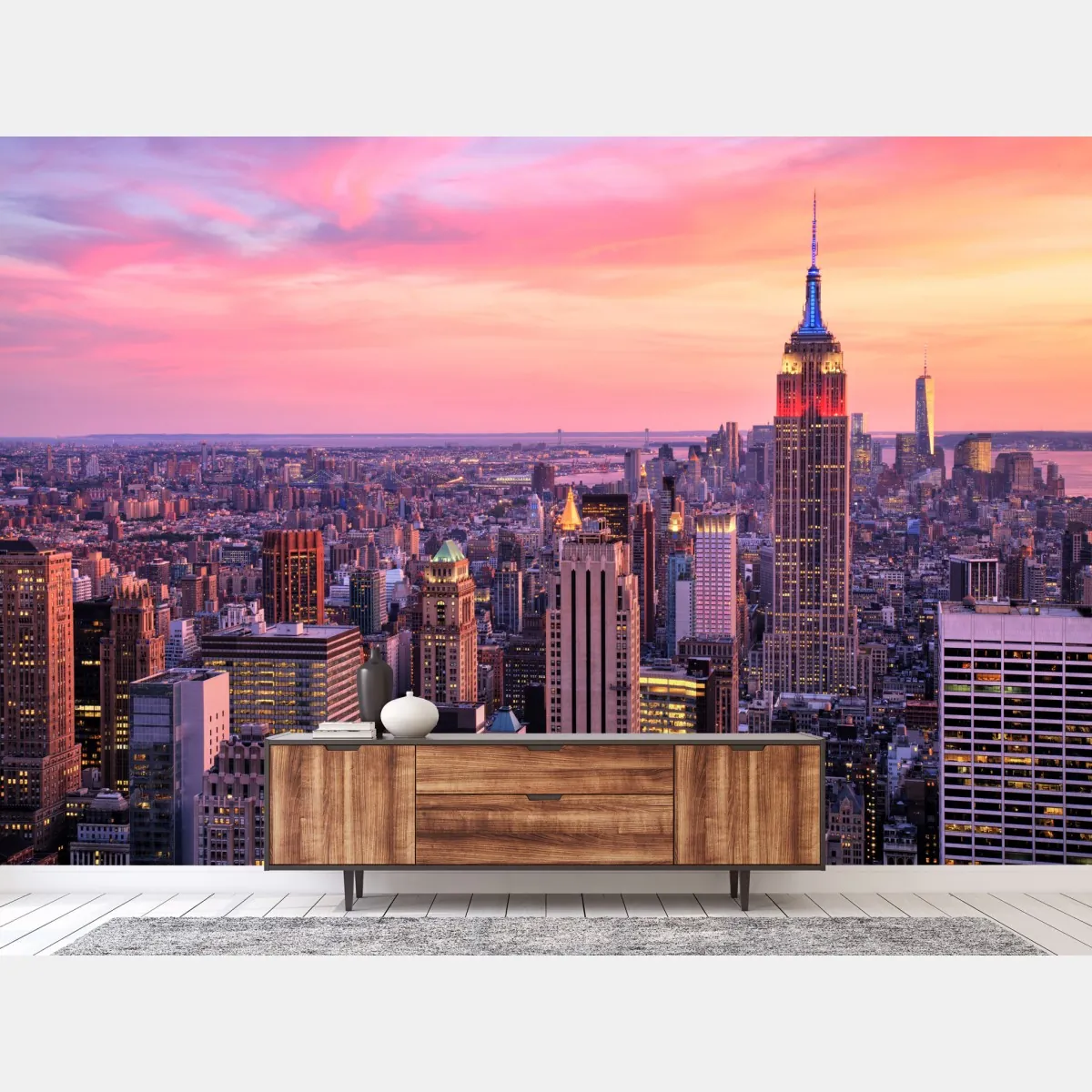 Fototapeta Nowy Jork panorama miasta o zachodzie słońca – Wallissimo® Fototapeta Nowy Jork panorama miasta o zachodzie słońca – Wallissimo®