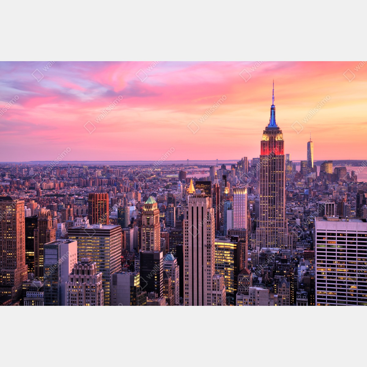 Fototapeta Nowy Jork panorama miasta o zachodzie słońca – Wallissimo® Fototapeta Nowy Jork panorama miasta o zachodzie słońca – Wallissimo®