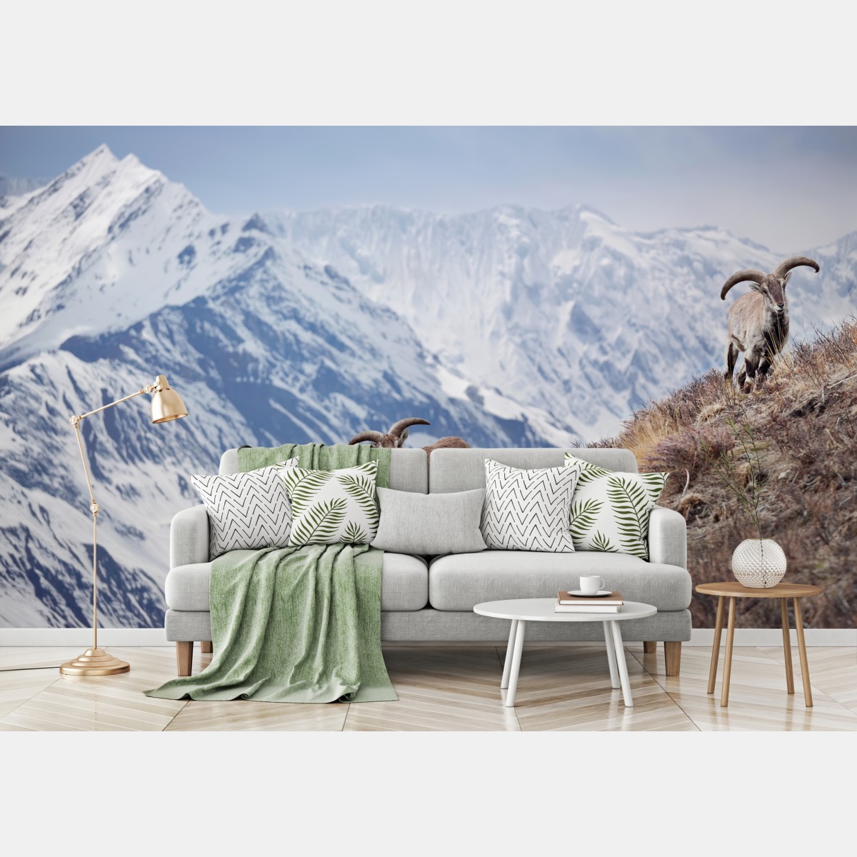 Wall mural wild blue sheep on a slope of the Himalayas, Manang, Nepal