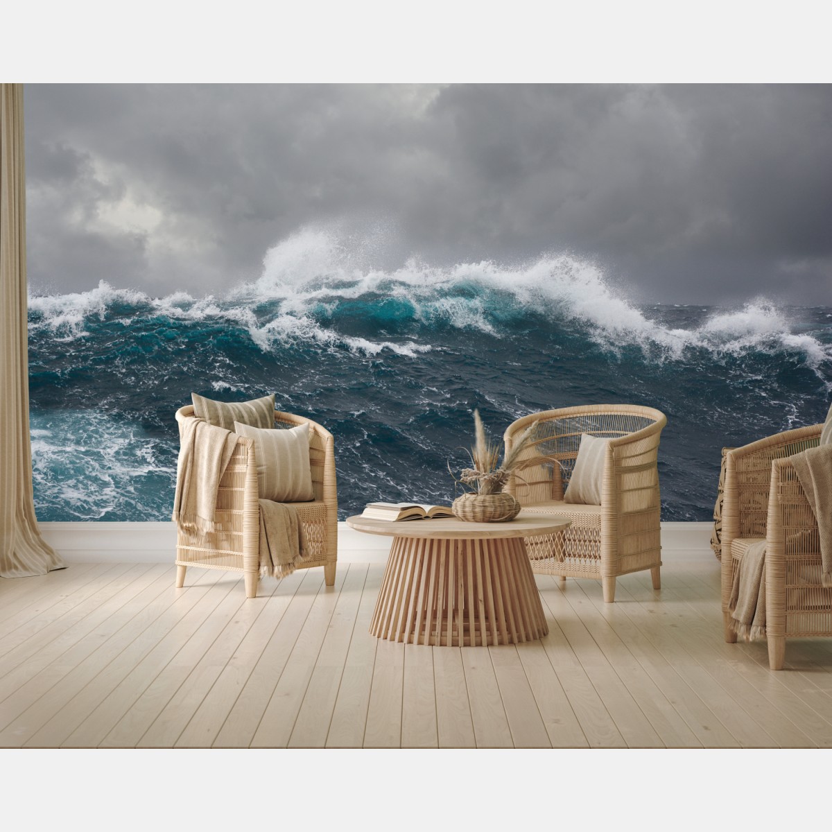 Wall mural stormy sea with crashing waves