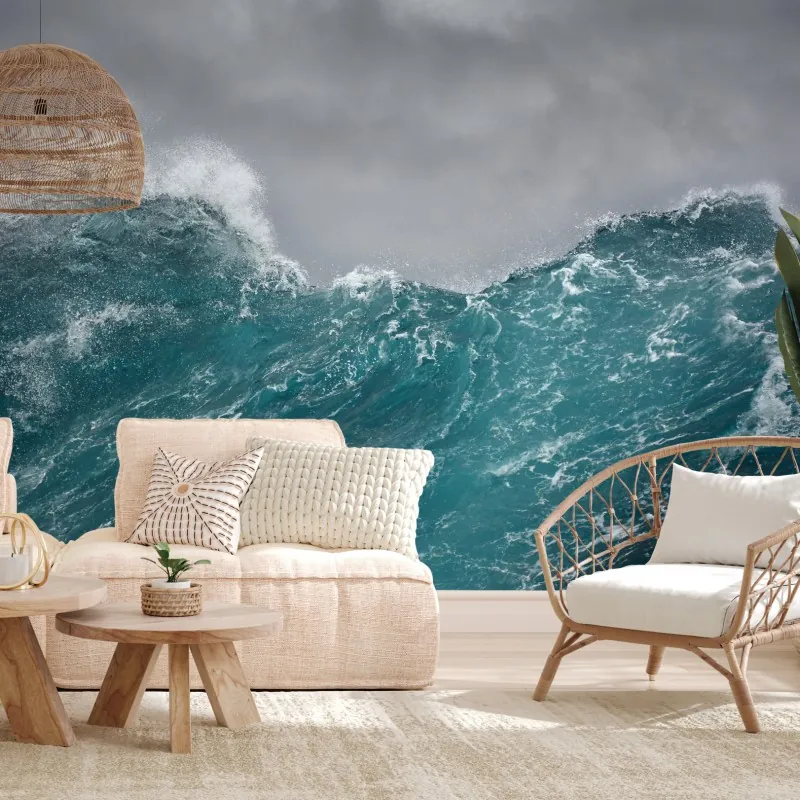 Fototapeta gwałtowne turkusowe fale oceanu