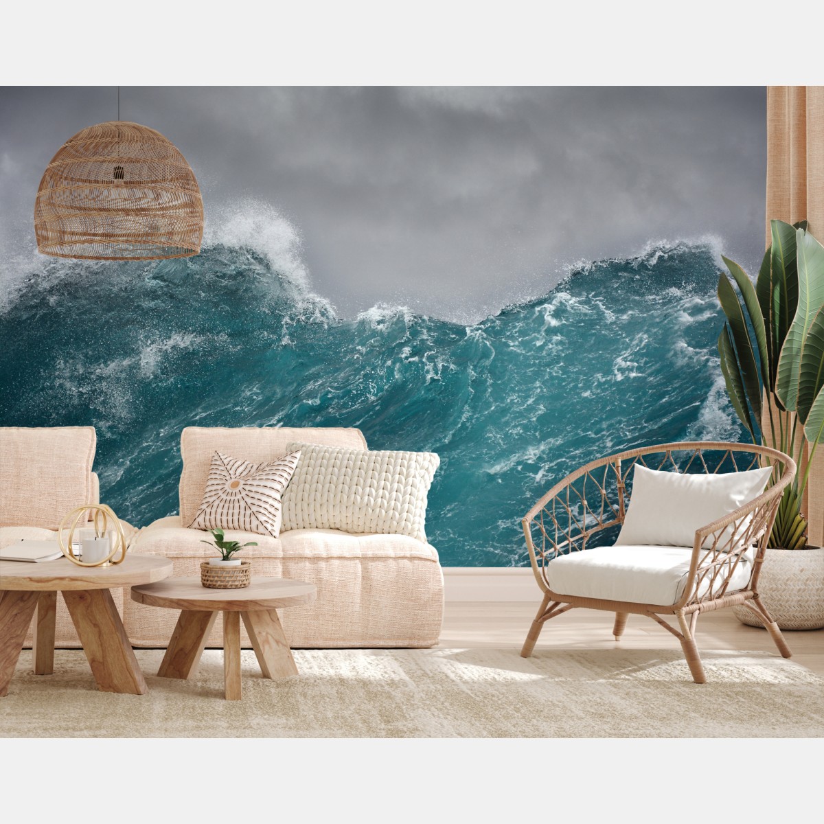 Wall mural turbulent turquoise ocean waves