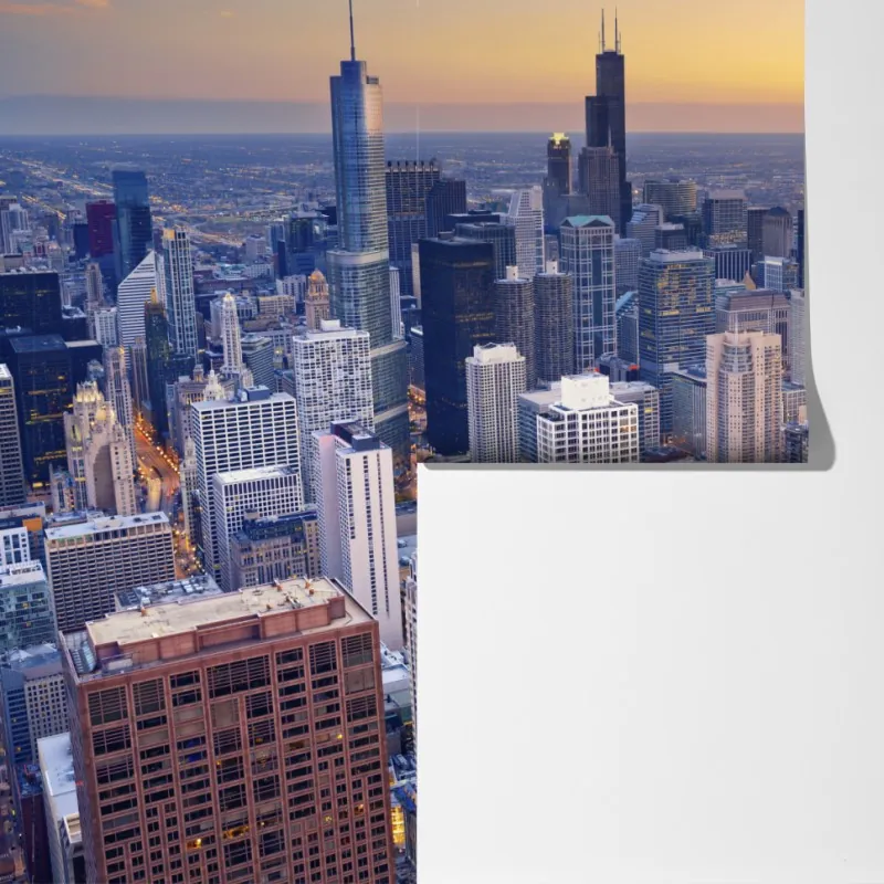 Fototapeta panorama miasta o zachodzie słońca – Wallissimo® Fototapeta panorama miasta o zachodzie słońca – Wallissimo®