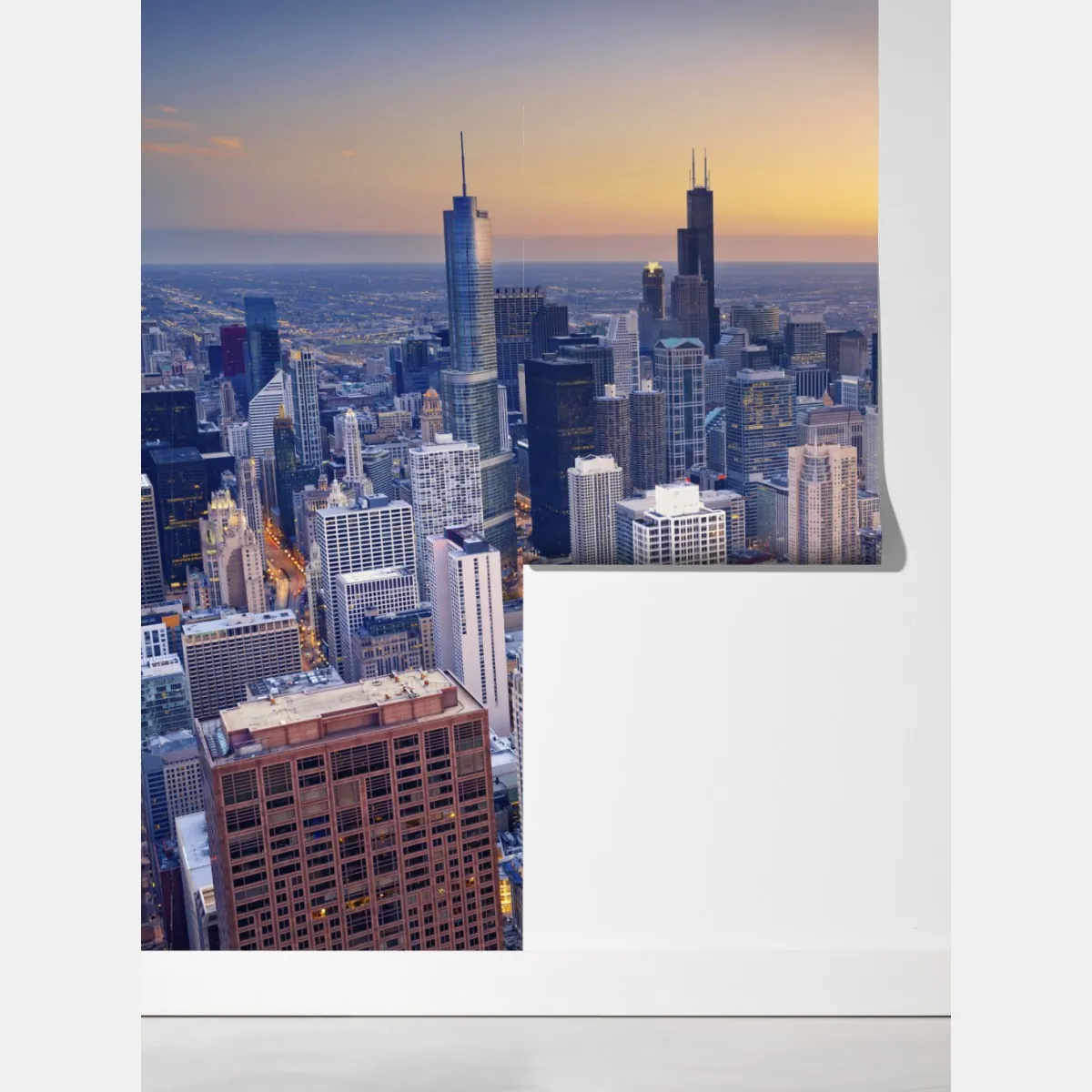 Fototapeta panorama miasta o zachodzie słońca – Wallissimo® Fototapeta panorama miasta o zachodzie słońca – Wallissimo®