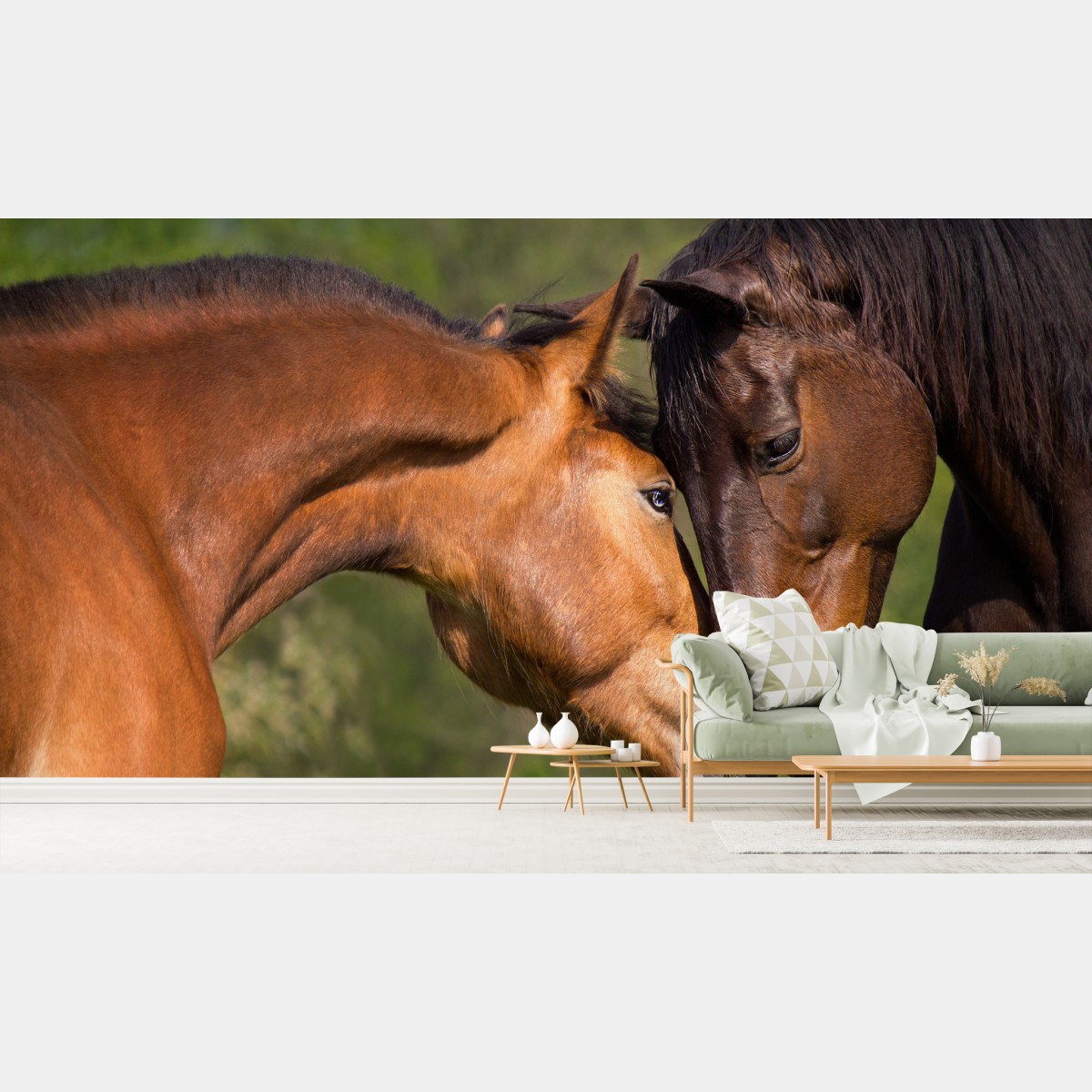 Wall mural gentle equine embrace