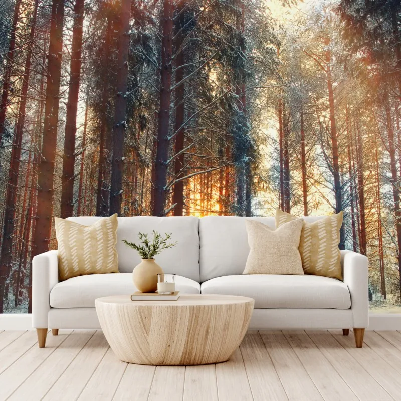 Fototapeta zimowy las o świcie – Wallissimo® Fototapeta zimowy las o świcie – Wallissimo®