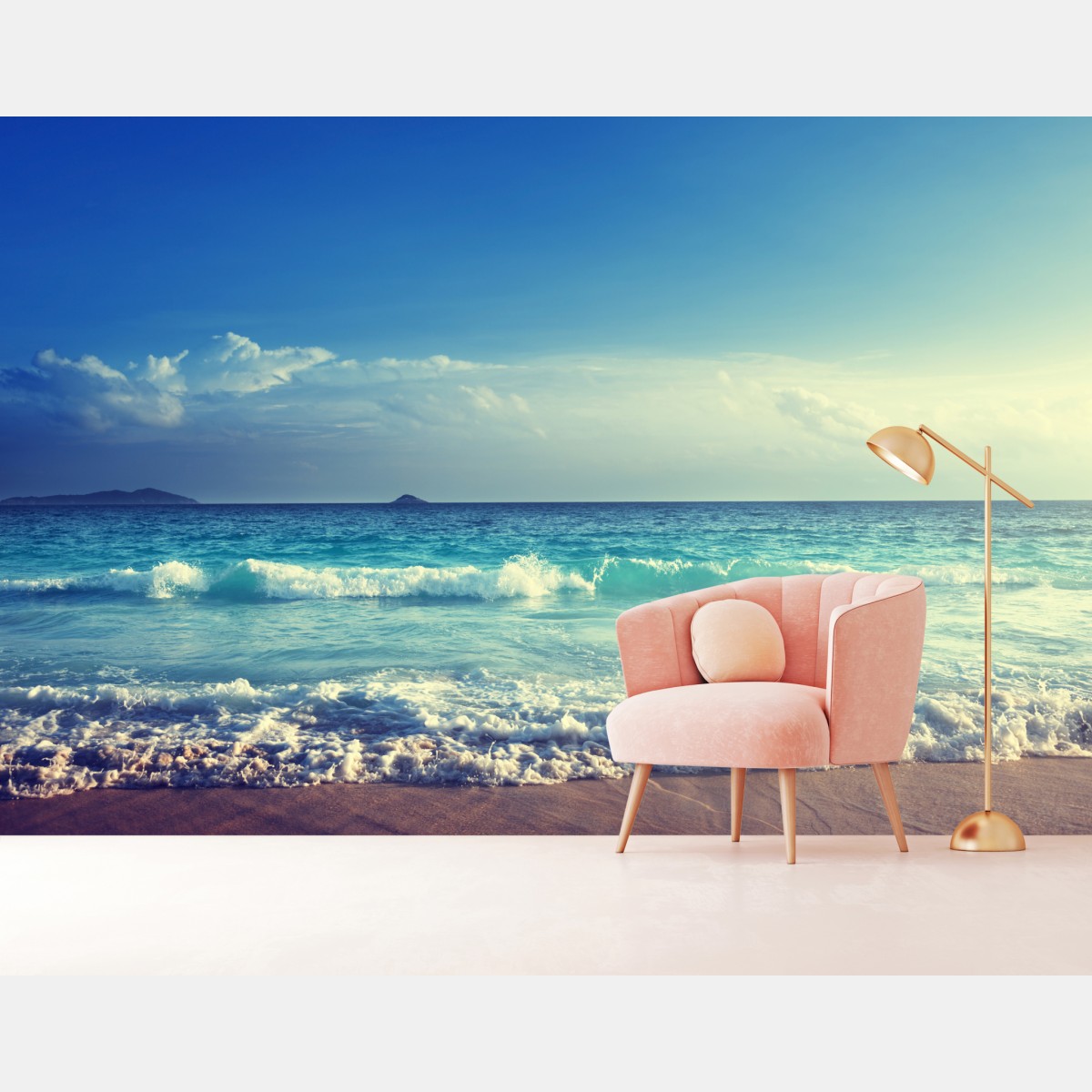 Wall mural Seychelles beach at sunset