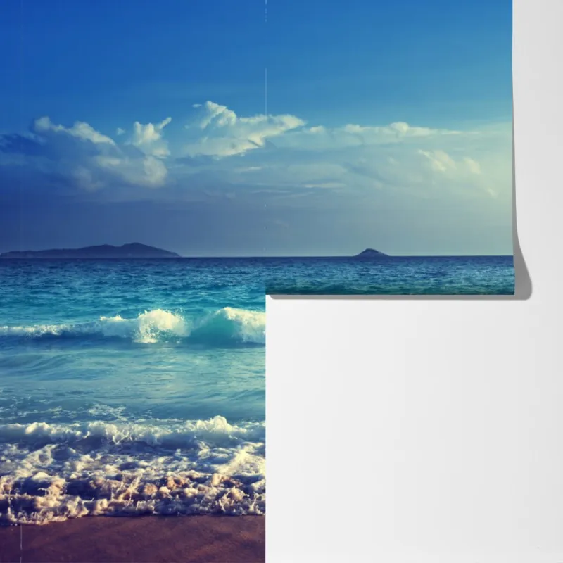 Fototapeta plaża na Seszelach o zachodzie słońca – Wallissimo® Fototapeta plaża na Seszelach o zachodzie słońca – Wallissimo®