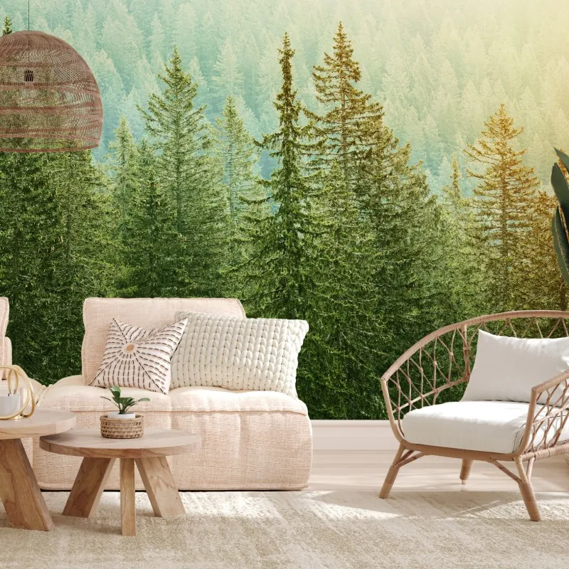 Fototapeta słoneczny las iglasty