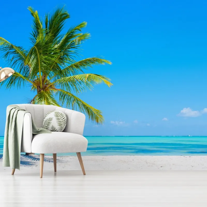 Fototapeta tropikalna palma na białej plaży