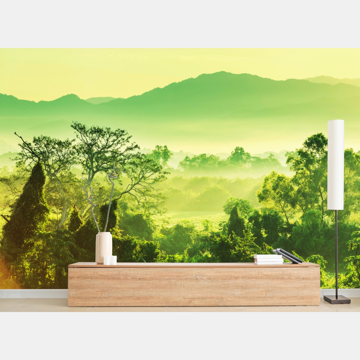 Wall mural lush tropical jungle landscape