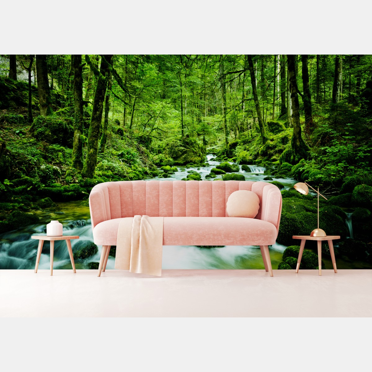 Wall mural mossy forest stream