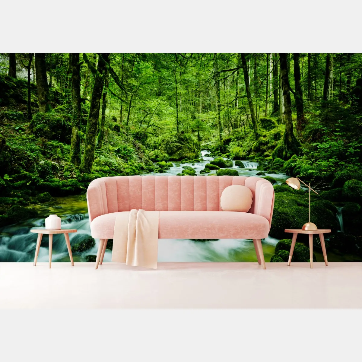 Fototapeta mechowy strumień w lesie – Wallissimo® Fototapeta mechowy strumień w lesie – Wallissimo®