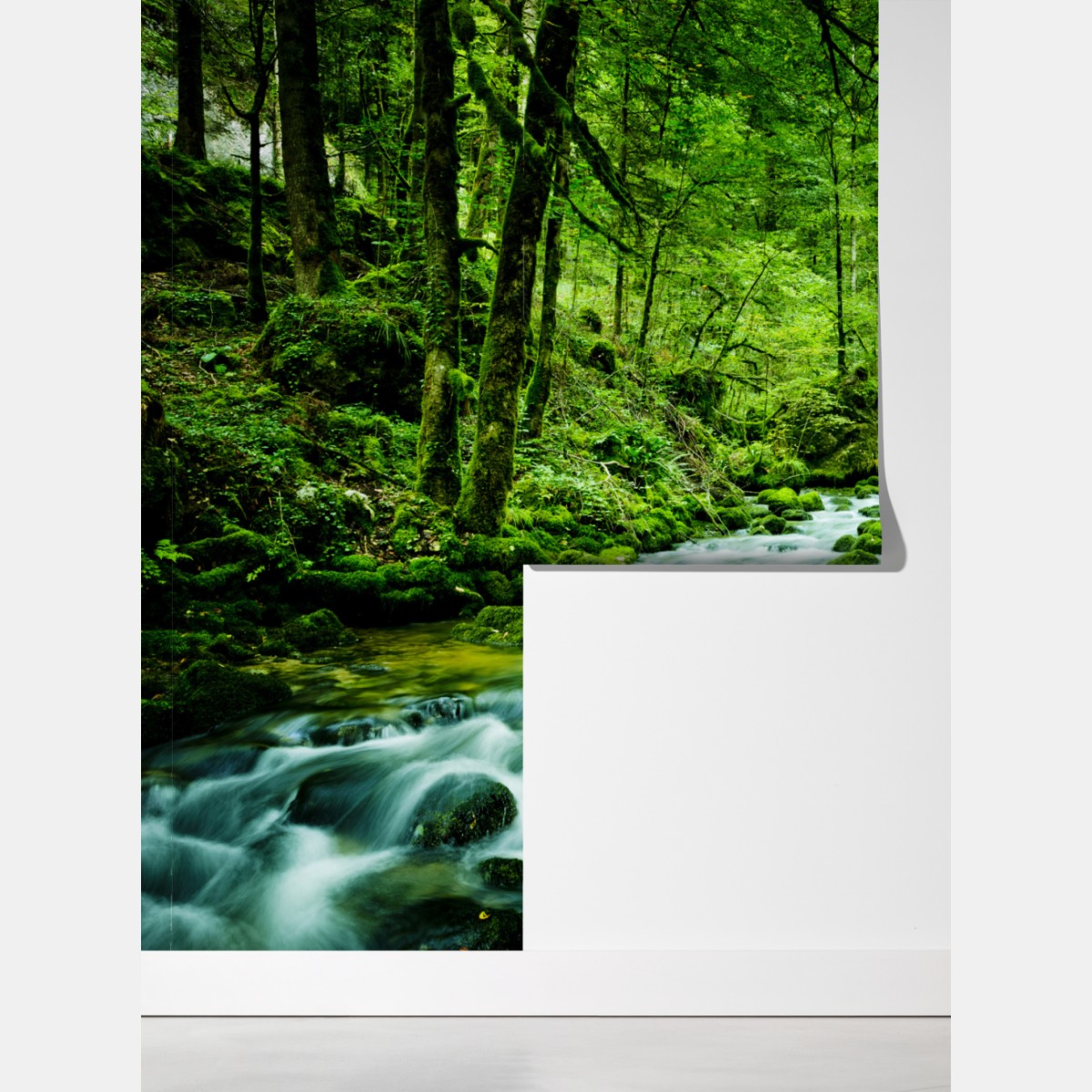 Fototapeta mechowy strumień w lesie – Wallissimo® Fototapeta mechowy strumień w lesie – Wallissimo®