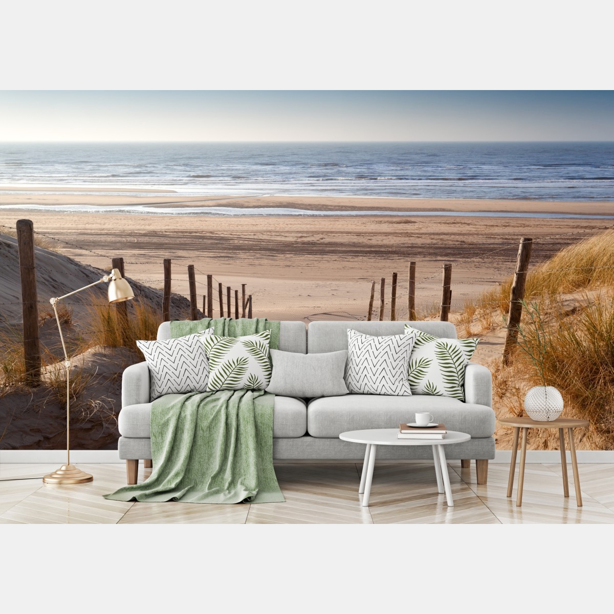 Wall mural sunlit path to the North Sea