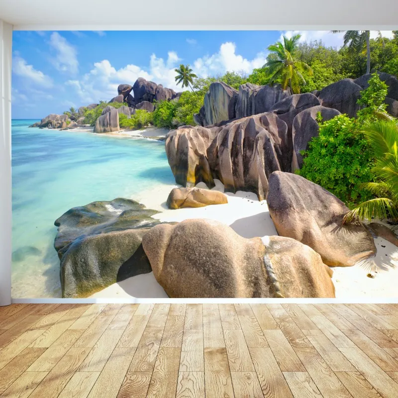 Fototapeta Anse Source d'Argent, La Digue turkusowa plaża marzeń