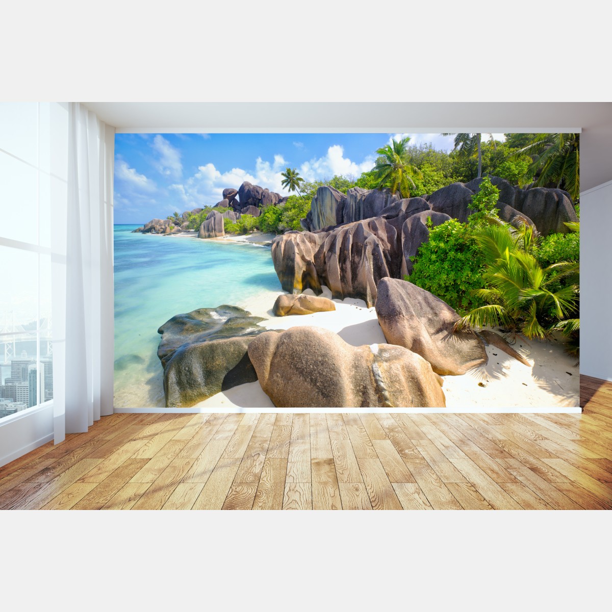Wall mural Anse Source d'Argent, La Digue turquoise beach paradise