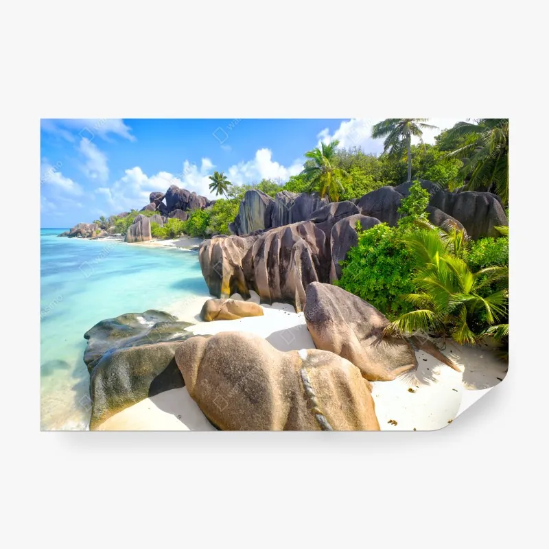 Fototapeta Anse Source d'Argent, La Digue turkusowa plaża marzeń